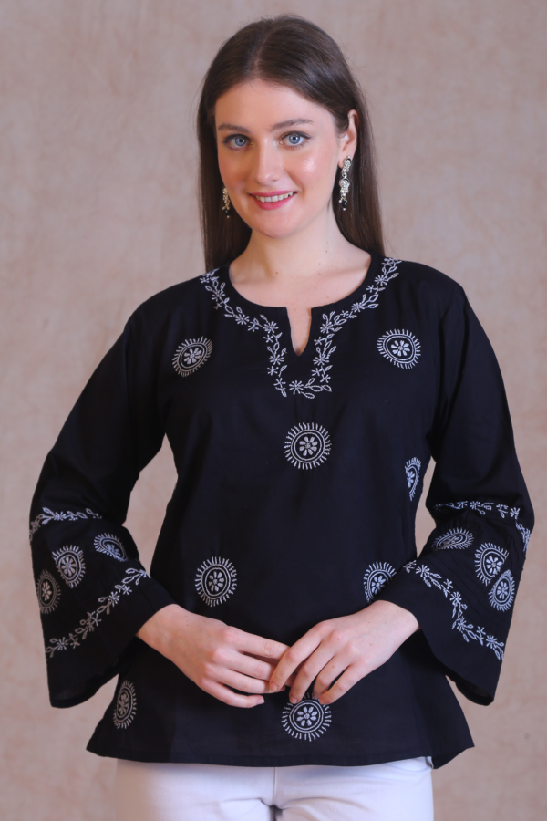 Black Chikankari Short Kurta