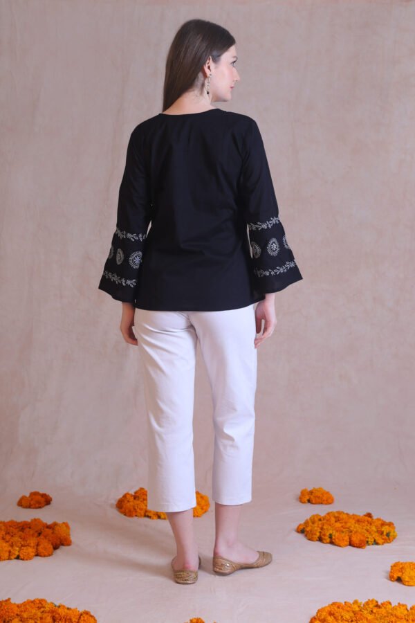 Black Chikankari Short Kurta - Image 6