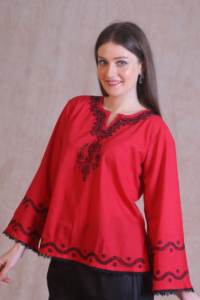 Red Chikankari Short Kurta