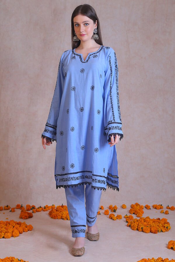 Blue Kurta with Pants that blends tradition and modernity.