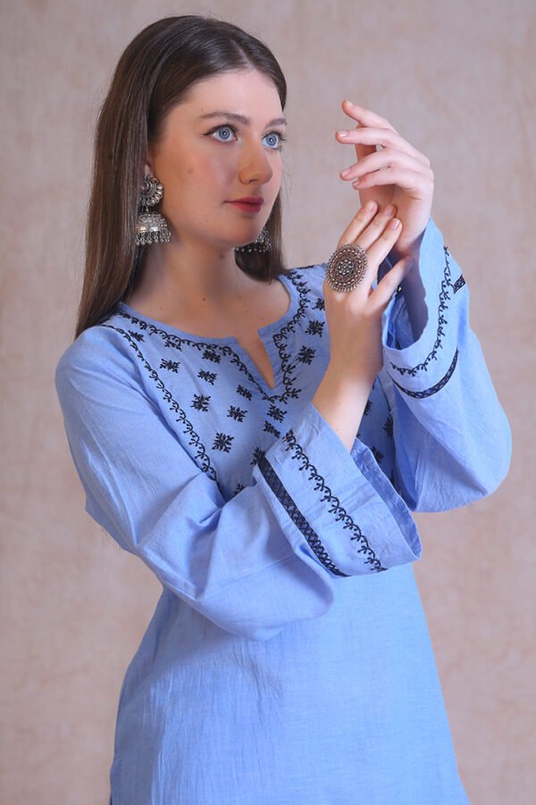 Blue Chikankari kurta Set - Image 4