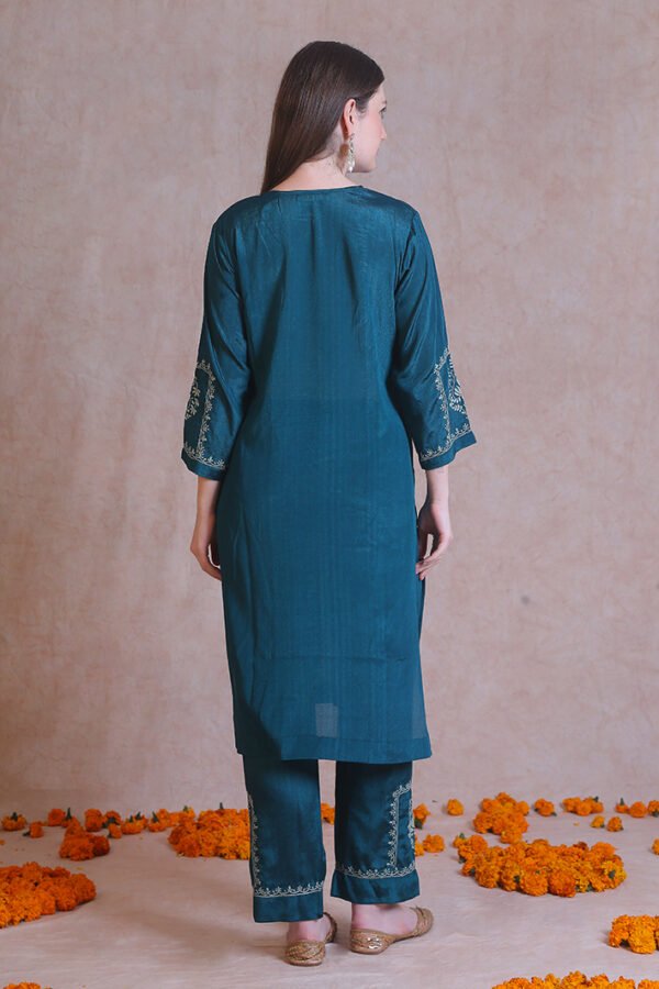 Green Chikankari Kurta Set - Image 6